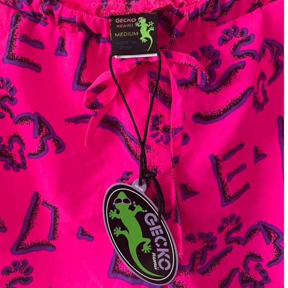 NWT GECKO HAWAII 90s Hot Pink Petro Beach Runners Nylon Shorts | Size M - Picture 3 of 5